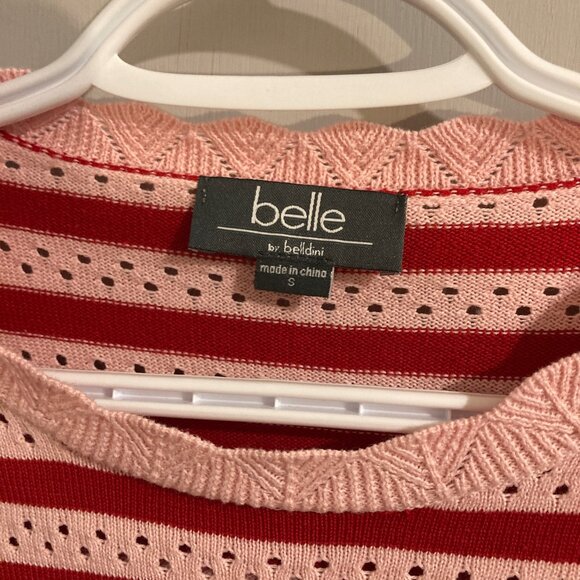 Belle by Belldini Women's Crew Neck Sweater Pink and Red, Size Small - Picture 2 of 6